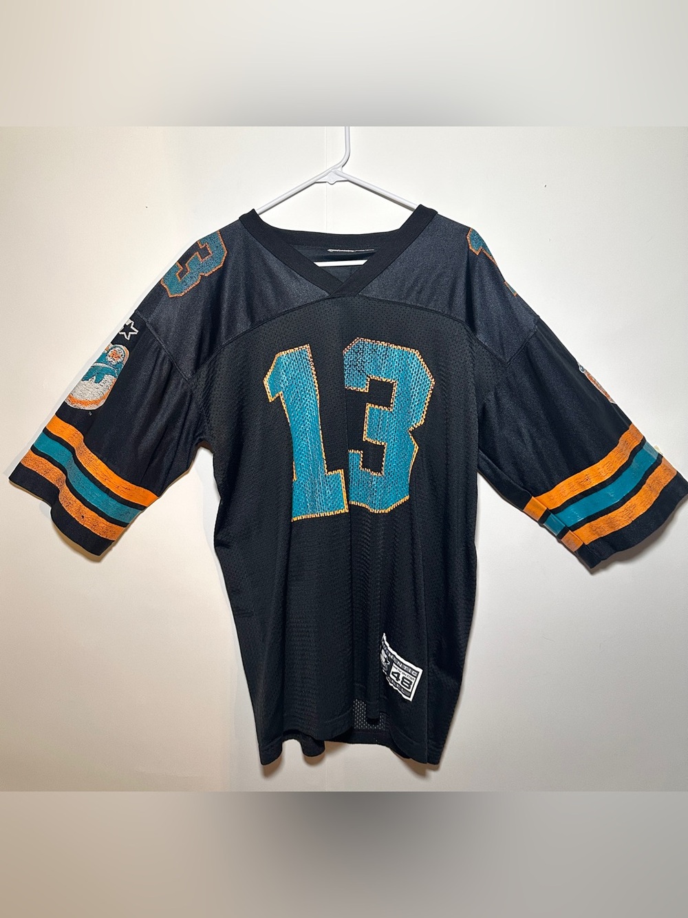 STARTER Vintage Black Miami Dolphins #13 Jersey with Teal & Orange Accents